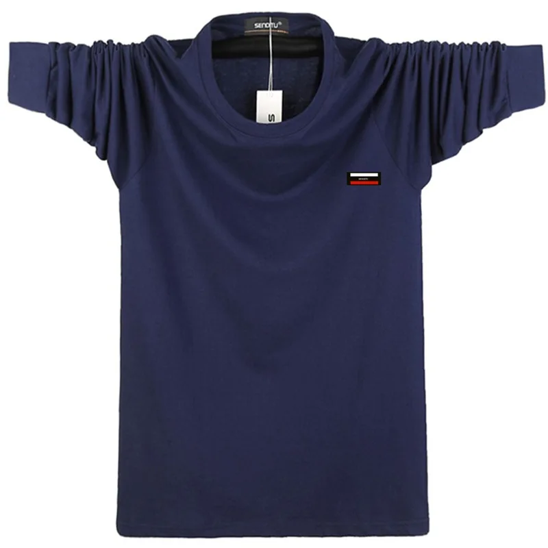 Плюс размер 3XL 4XL 5XL 6XL Мужская хлопковая футболка с длинным рукавом мужская одежда