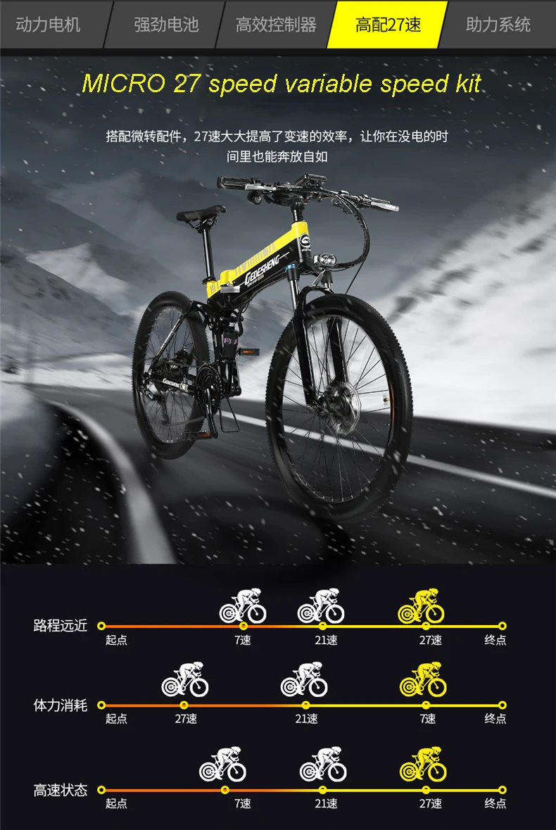 26 дюймов EBIKE Электрический горный велосипед складной электрический велосипед 48 В литий-ионный аккумулятор высокоскоростной мотор pas rang 70 км роскошный внедорожный внедорожник
