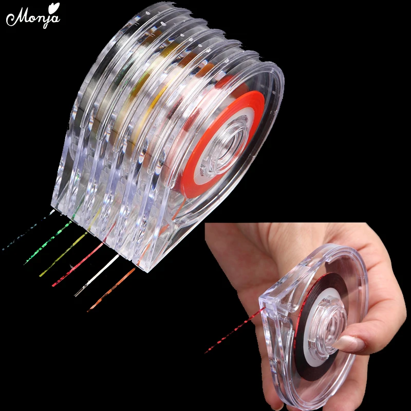 Monja 6 шт./компл. дизайн ногтей Striping Лента линия чехол Золотое Серебристое