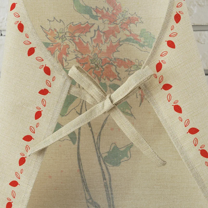 1pcs Cotton Linen Owl Flower Pattern Apron Woman Adult Bibs Home Cooking Baking Coffee Shop Cleaning Apron Kitchen Accessory