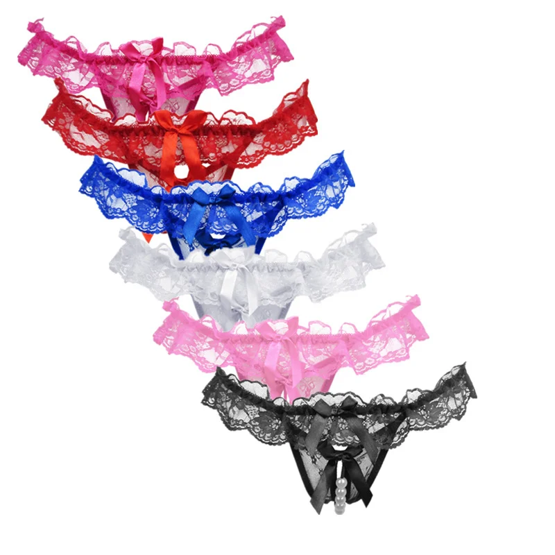 Женские сексуальные трусики стринги с жемчугом женские модные трусы низкой