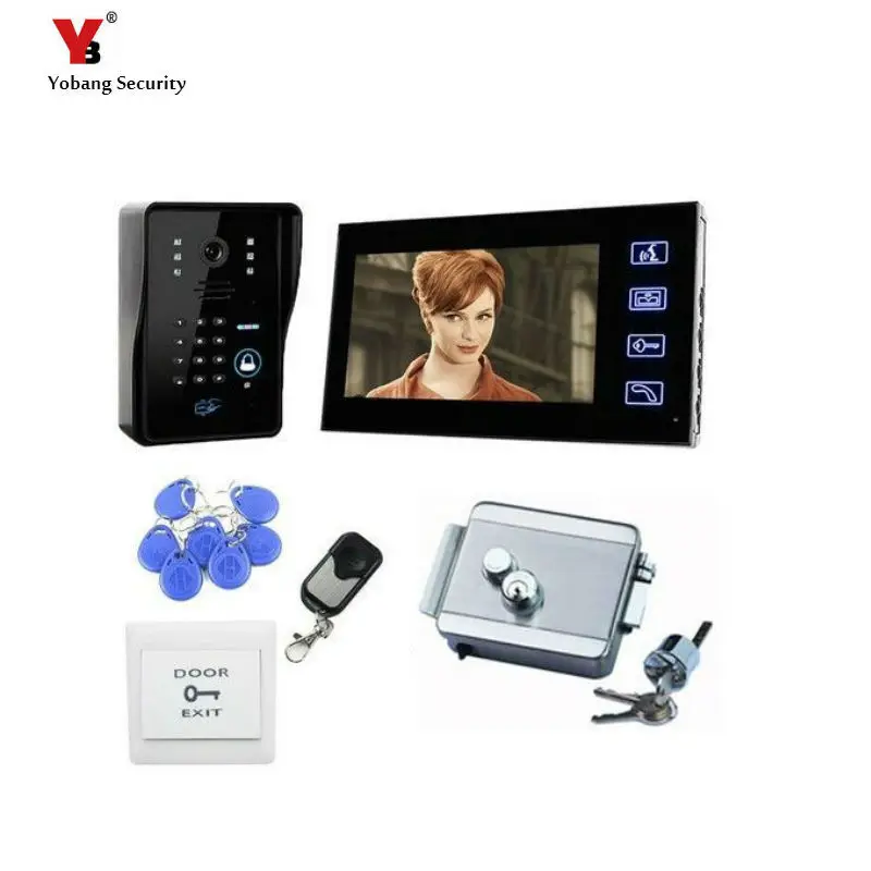 

Yobang Security freeship 7" Video Door Phone Intercome Doorbell ID Cards/Remote Controller Unlock Night Vision Video Door bell