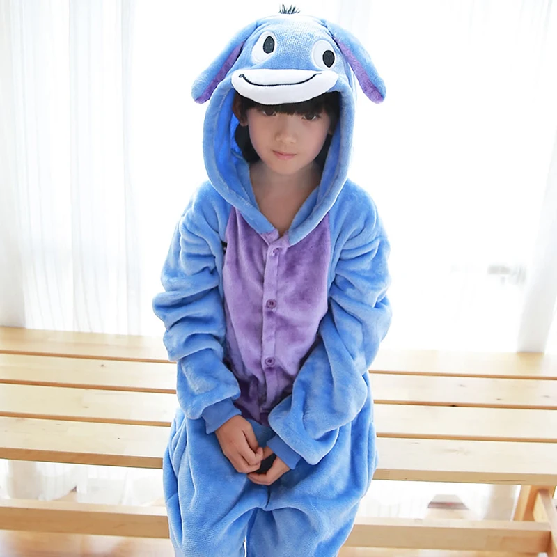 Детская Kigurumi пижамы для девочек и мальчиков унисекс животных мультфильм Acettate