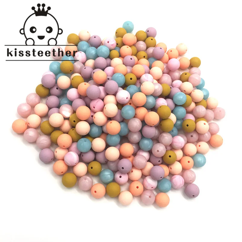 0.59&quot(15mm)Mixed Color Natural Round Silicone Beads Food Grade Baby Teether Toys DIY Necklace/ Bracelet | Мать и ребенок