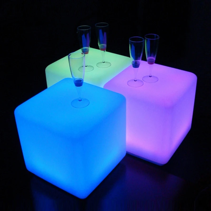 40*40*40 см RGB светящийся светодиодный стул в форме Куба с перезаряжаемым пультом