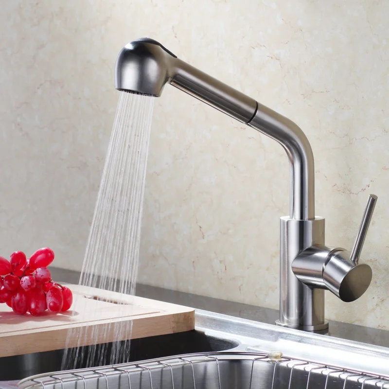 

SUS304 Stainless Steel Pull Out Spring Kitchen Faucet Swivel Spout Vessel Sink Mixer Tapr 337