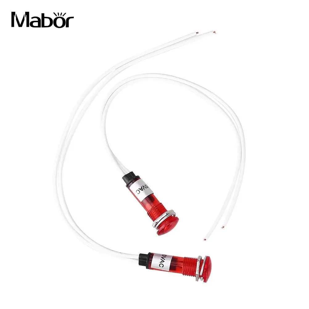 red 220 V 10 мм морской катер светодиодный Предупреждение сигнальные огни лампа, освещение, лампочка приспособление специальные приборной панели - Цвет: red
