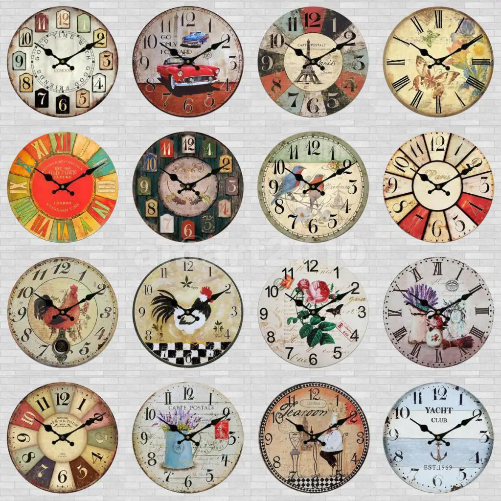 Винтажные настенные часы в деревенском стиле потертый шик домашняя кухня