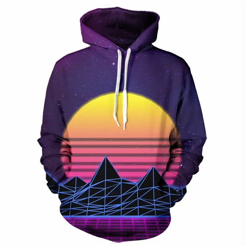 Толстовка с капюшоном SOSHIRL Vaporwave Sunset толстовка унисекс 3D принтом в стиле старой