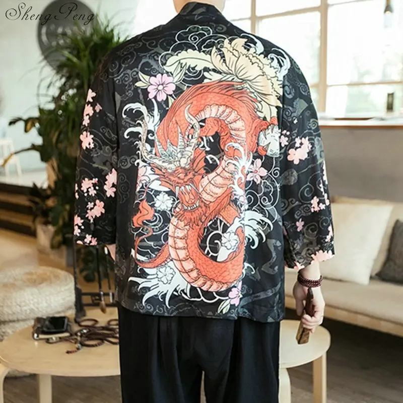 Кимоно мужской японский кардиган obi yukata мужская Японская одежда самураев