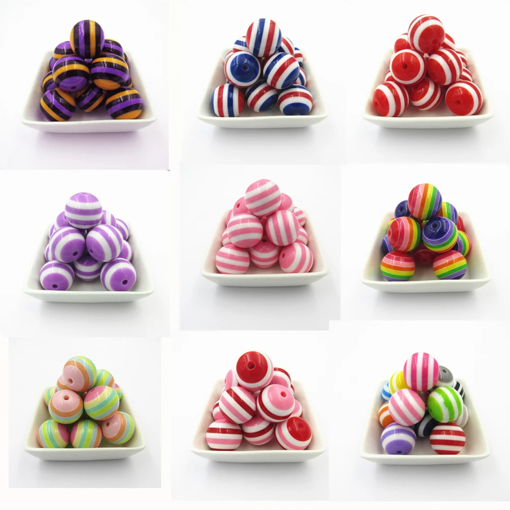 Оптовая продажа! 20 мм 100 шт./пакет Смола полосатые массивные бусины для детский