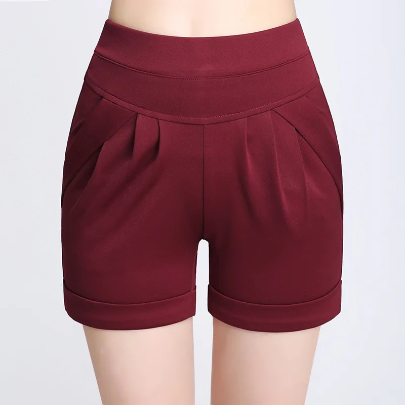

Korea Summer Womans Casual Shorts New Fashion Design Lady female Elastic Waist Short Trousers Solid Color Short Pants Plus Size