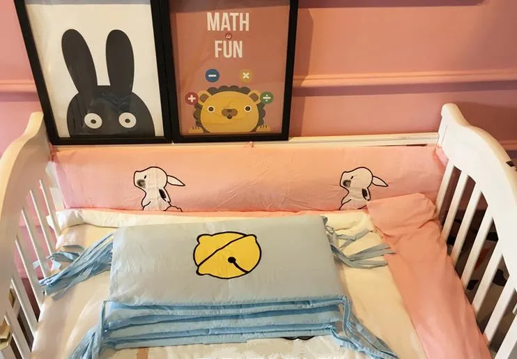 4 шт. комплект детской кроватки бампер хлопок мягкий детский кровать с мультяшным