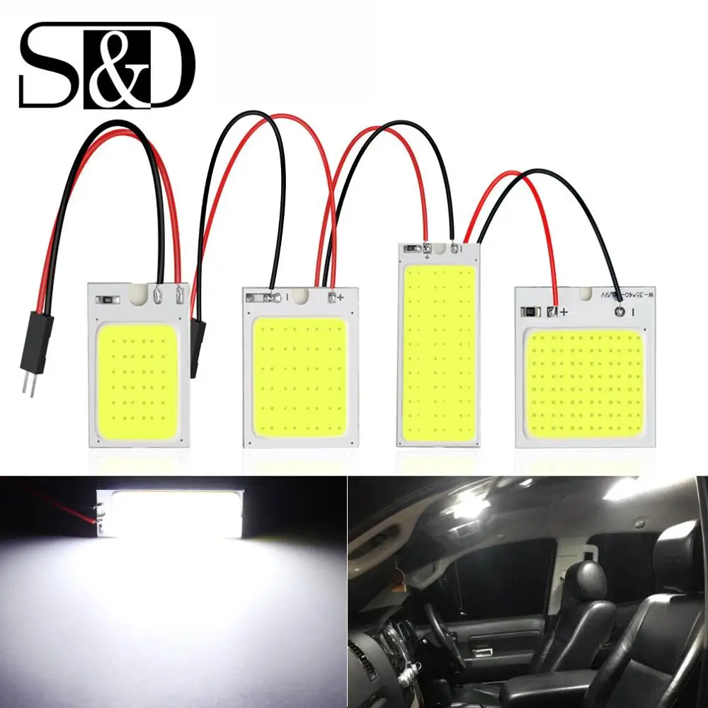 2 шт Панель Led C5W BA9S T4W T10 Купол Чтение Light карта лампы COB 18/24/36/ 48SMD парковка Авто