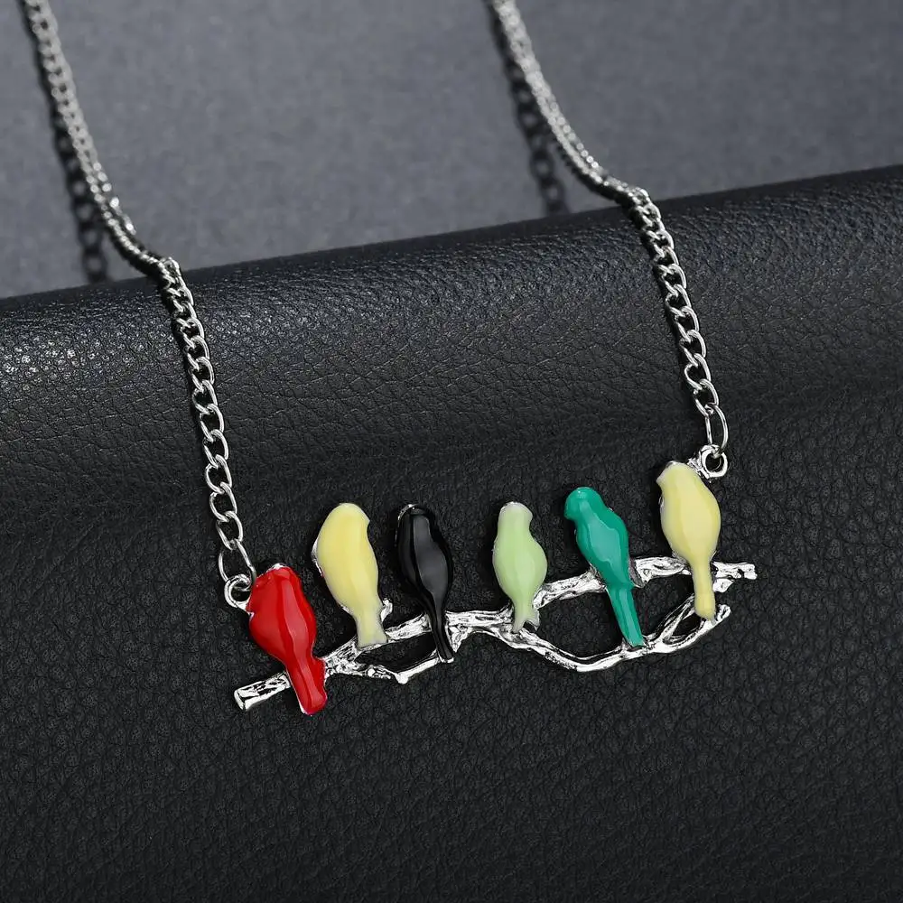 Новый свежий стиль яркий цвет капельное масло милое 6 ветка дерева с птицами