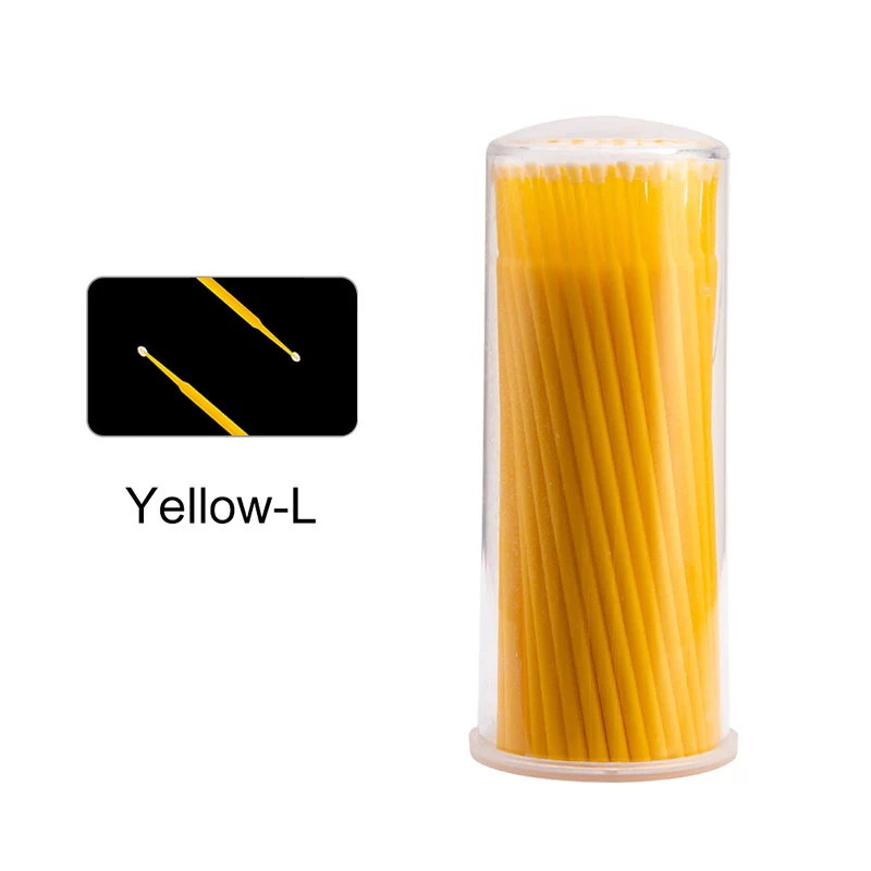 Yellow-Bottle 100 шт./лот, одноразовая щетка для ресниц, тампон, микрощетки, инструменты для наращивания ресниц, индивидуальные инструменты для удаления ресниц, Аппликаторы - Цвет: Yellow-Bottle