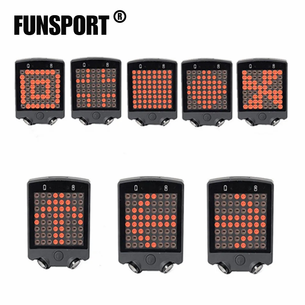 FUNSPORT 64 LED USB Rechargeable Bike Taillight Bicycle Rear Light Wireless Remote Controll Turn Signal 3 Modes | Спорт и