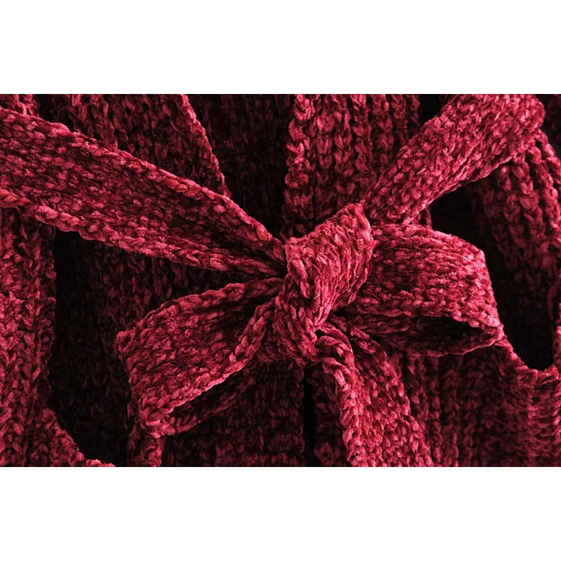 Women Winter Autumn Black Sweater 2018 New Fashion Warm Red Cardigan Female Gray Belt Knitted Chenille pull femme hiver C |