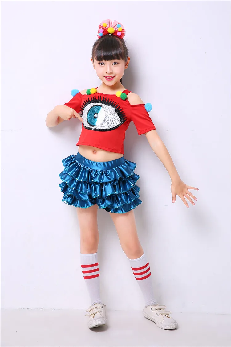 Современные джазовые танцевальные костюмы в стиле хип хоп для девочек одежда