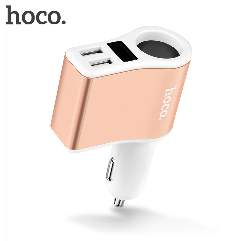 Автомобильное зарядное устройство HOCO 5 в USB со светодиодным экраном