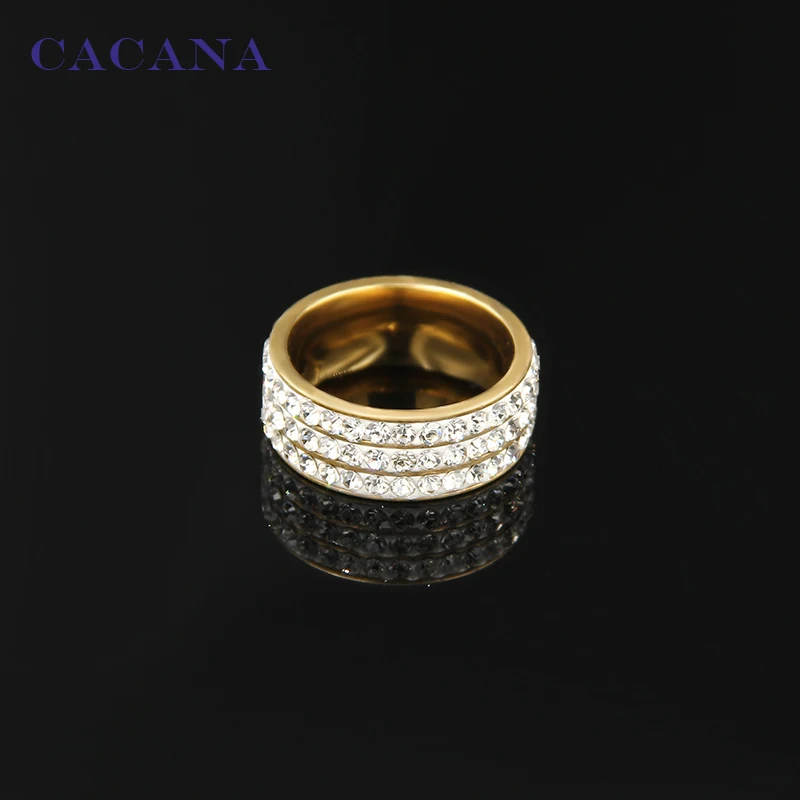 Женские кольца из нержавеющей стали CACANA 3 ряда персонализированные модные