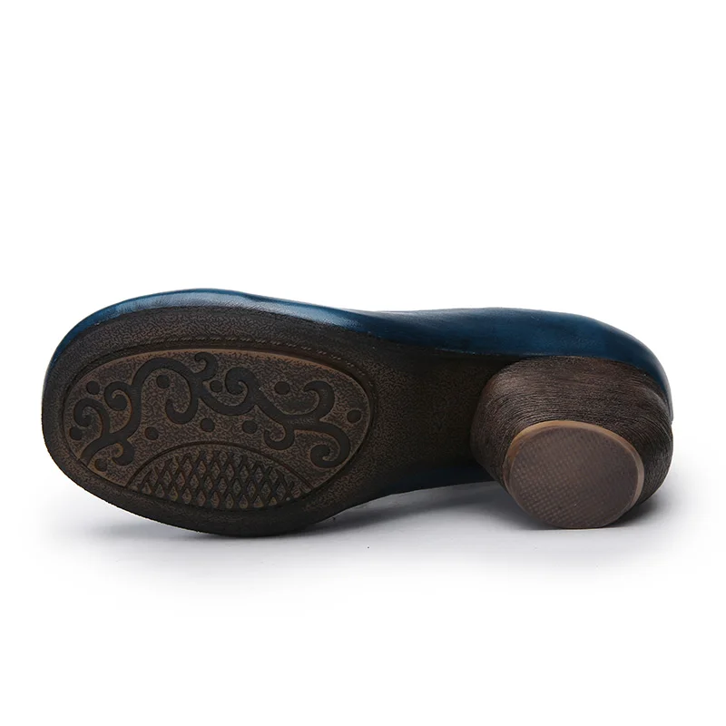 Женские туфли-лодочки ручной работы туфли из натуральной кожи на массивном