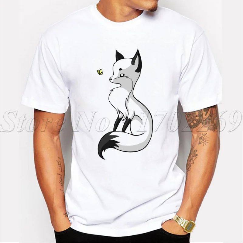 Новинка 2018 Мужская модная футболка с принтом лисы и бабочки летние крутые топы
