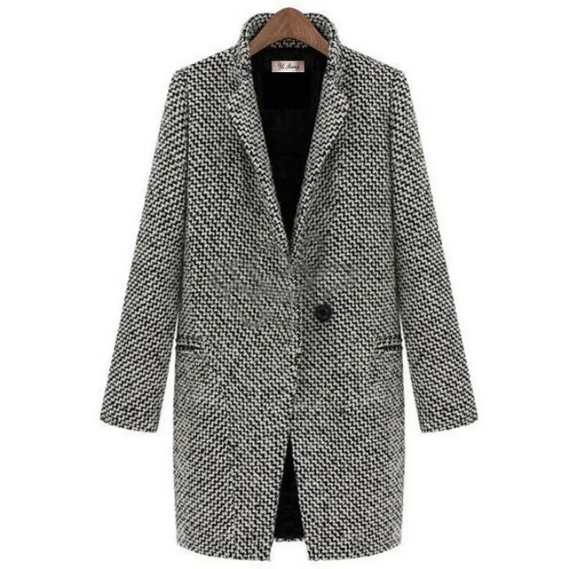 Женское шерстяное пальто длинное однобортное приталенное для осени и зимы 2021 |