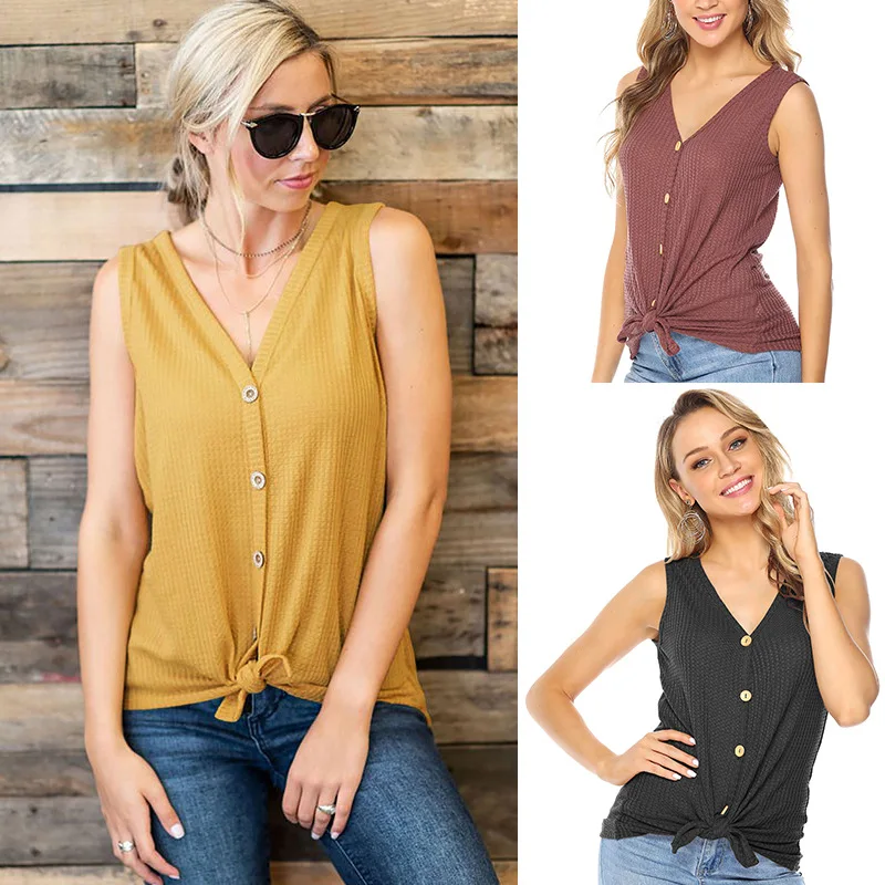 Женская летняя сексуальная майка с v образным вырезом Повседневная свободная
