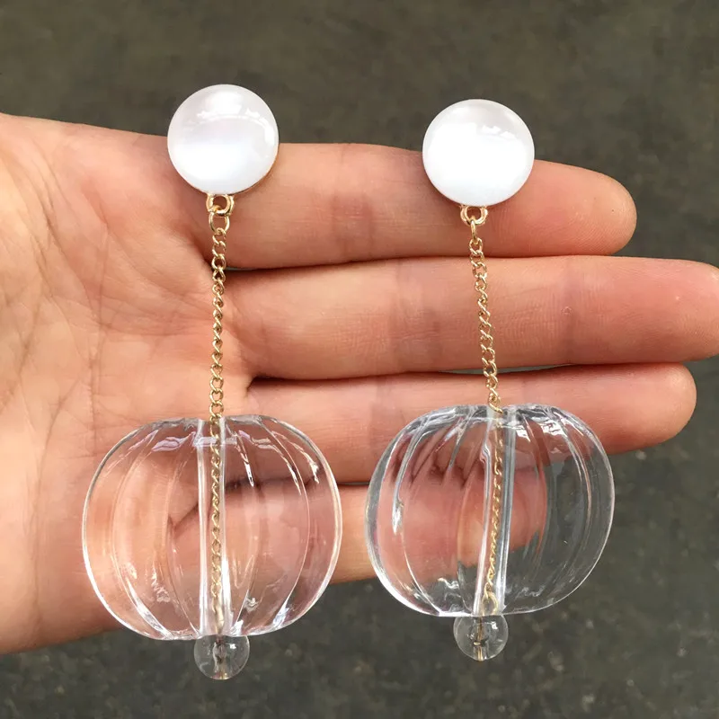 UJBOX Long Transparent Acrylic Resin Earrings Women Glitter Silver Foil Pendant Earrings Party Pending Hanging Earrings