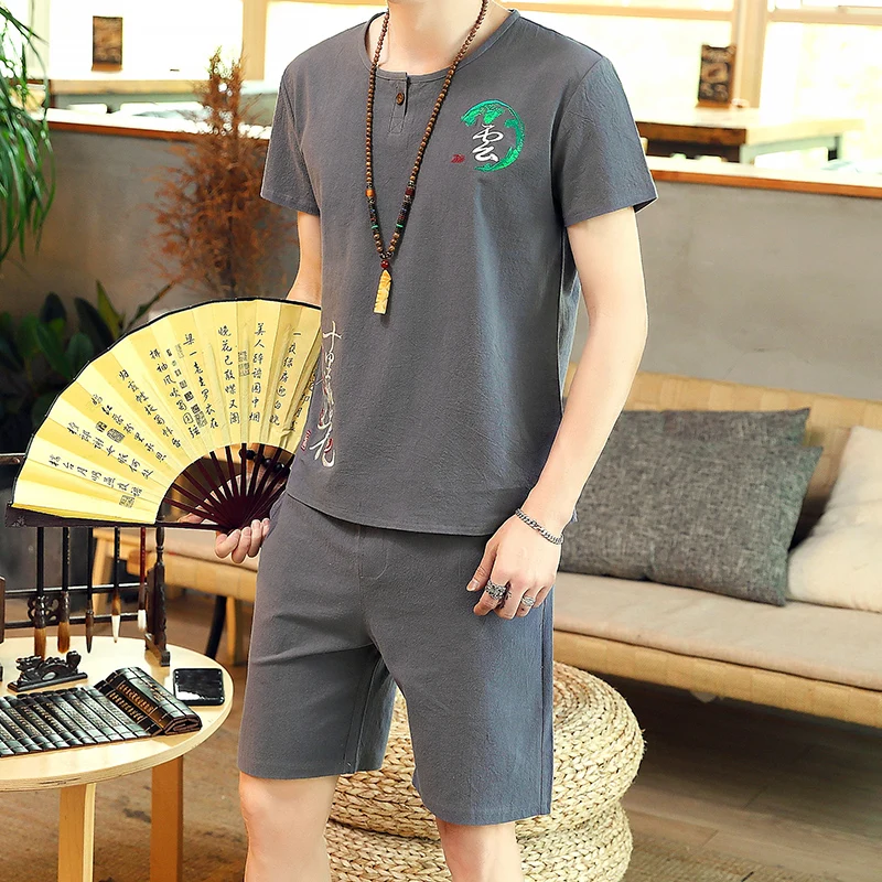 2019 комплект из двух предметов Мужская футболка с коротким рукавом укороченный