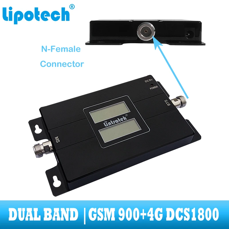 Повторитель сигнала Lintratek GSM 900 4G DCS 1800 МГц Мобильный усилитель двухдиапазонный