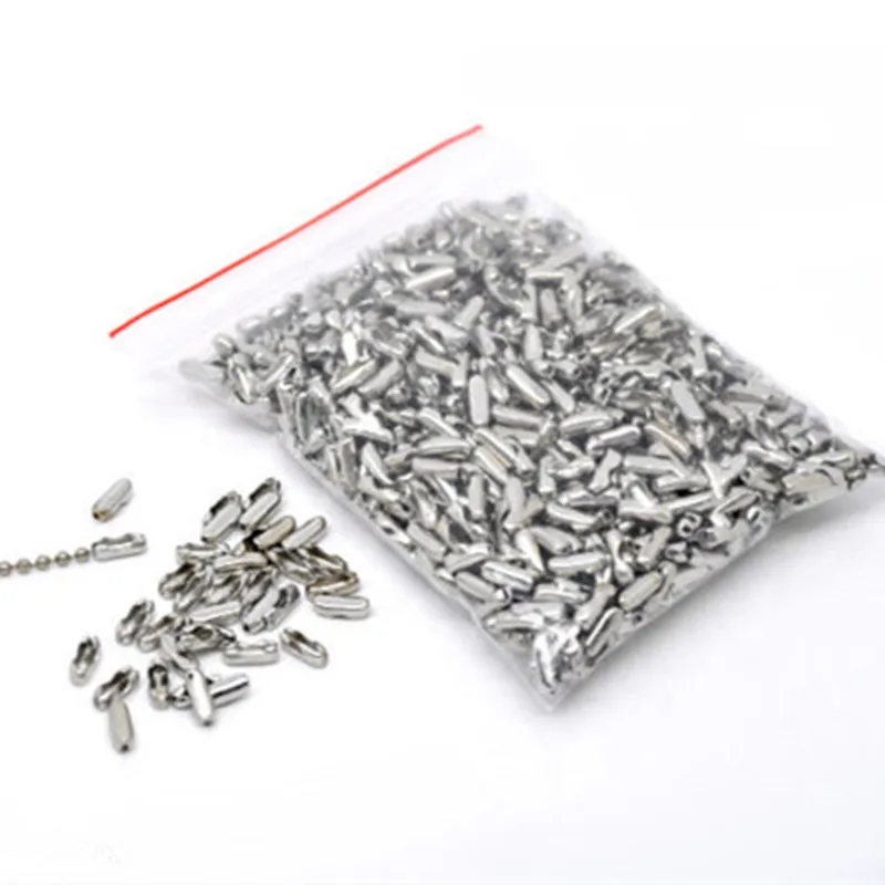 

500Pcs Connectors Clasps Fit 2mm Ball Chain Alloy Silver Tone For Clothes Jeans Tag Jewelry DIY Findings 7x3mm