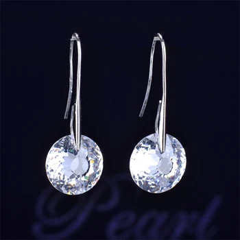 Серьги-кольца женские с австрийским кристаллом круглые ювелирные украшения