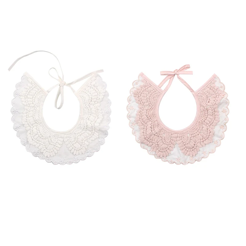 Pink and White Хлопковый кружевной слюнявчик для маленьких девочек; слюнявчик для малышей; слюнявчик принцессы для девочек; слюнявчик для кормления; весенне-осенняя одежда для маленьких девочек - Цвет: Pink and White