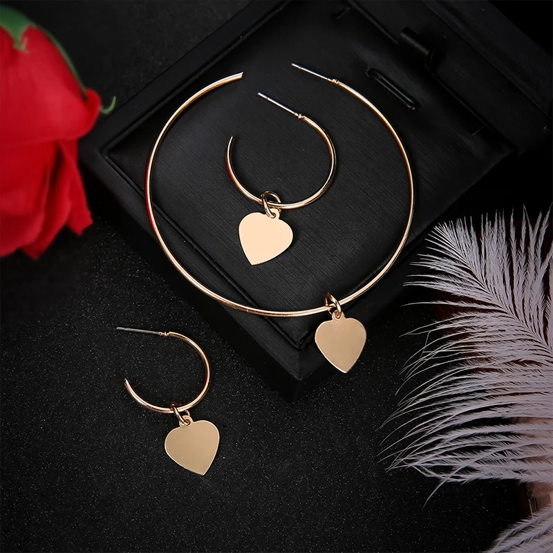 3 шт./компл. Модные женские серьги в форме сердца кулон золото большие женский