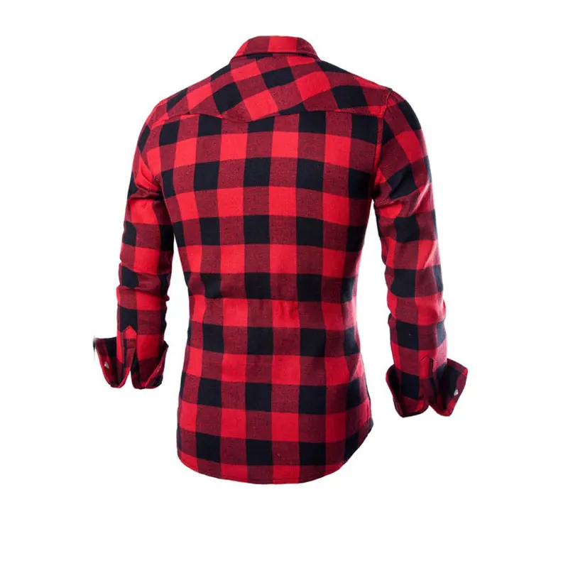 New Plaid Blouse Shirts Men Casual Long Sleeve Blusas Slim Fit Asia Size Black Red Nice Fashion Top Tide Camisas | Мужская одежда