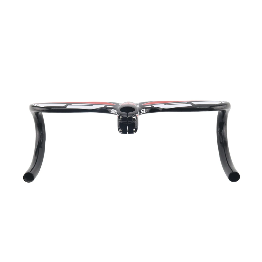 Велосипедный дорожный интегрированный руль RXL SL с выносом из карбона 3K глянцевый с загибом вниз 2019 года.