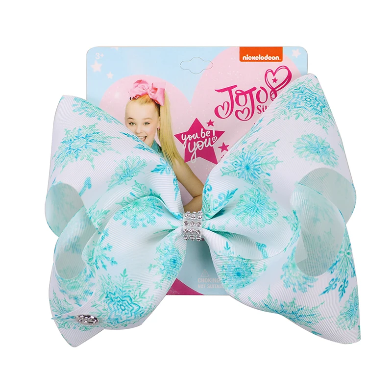 8 дюймов Jojo луки для девочек снежинка Jojo Siwa большие банты для волос для девочек бант заколки для девочек ручной работы аксессуары для волос