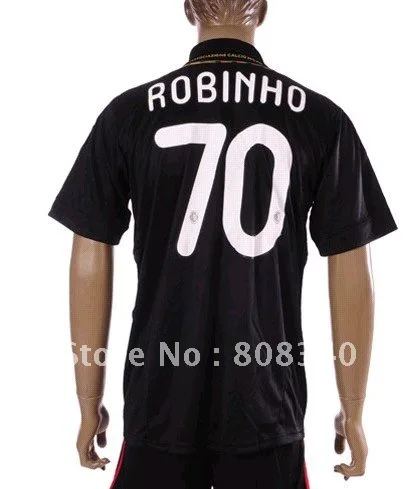 FREE SHIPPING 11/12 Robinho 70# Black AC Milan Soccer jersey Football Jerseys soccer Uniforms(Jersey only) | Спорт и развлечения