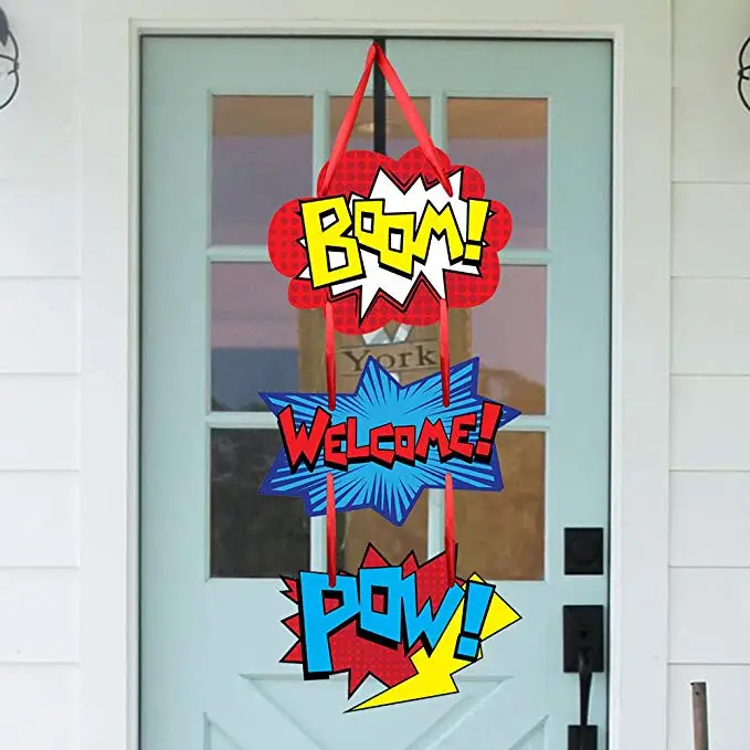 Супергерой тематические принадлежности для праздника знак на дверь комната