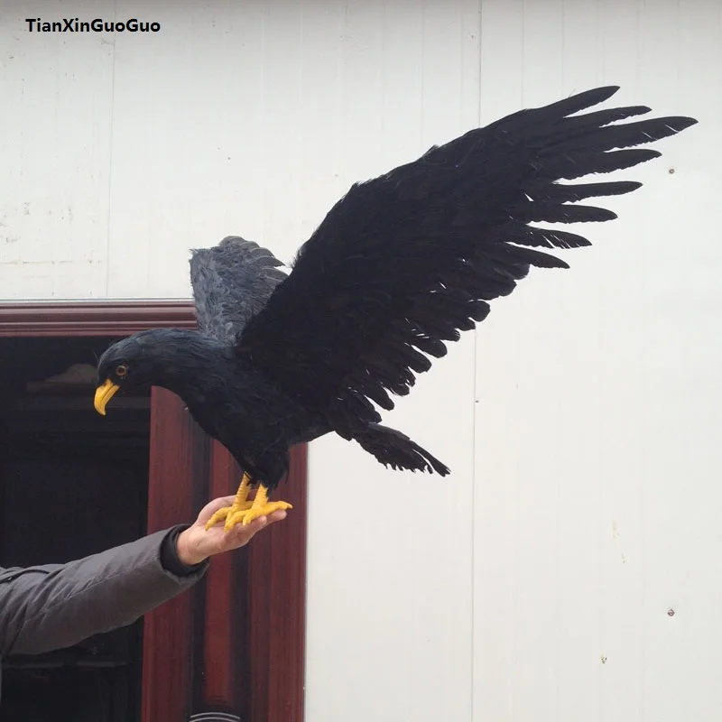 Большой 45x100 см Имитация черного орла расширительные крылья птица твердая модель