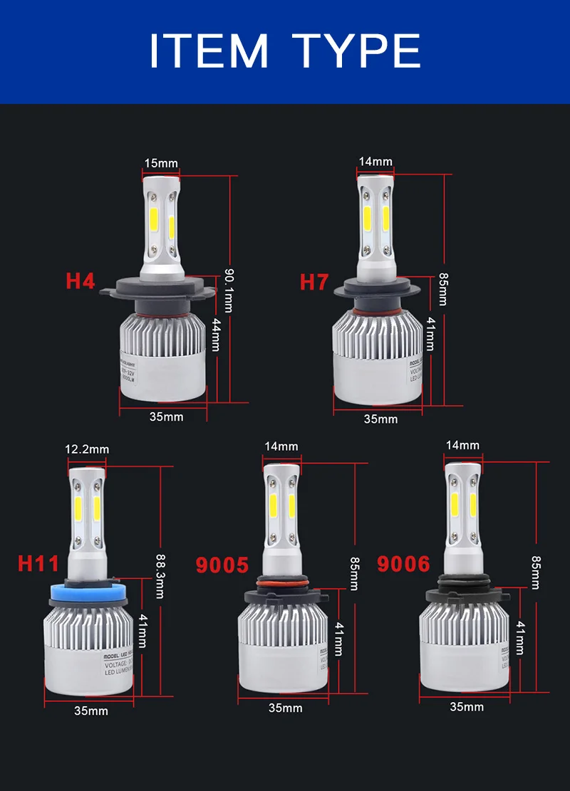 H7 Led H11 H8 H9 9005 HB3 9006 HB4 для автомобильных фар 3 стороны COB Сверхяркие рекламные щиты, 6500K светодиодные противотуманные фары авто лампа белый 12V 24V