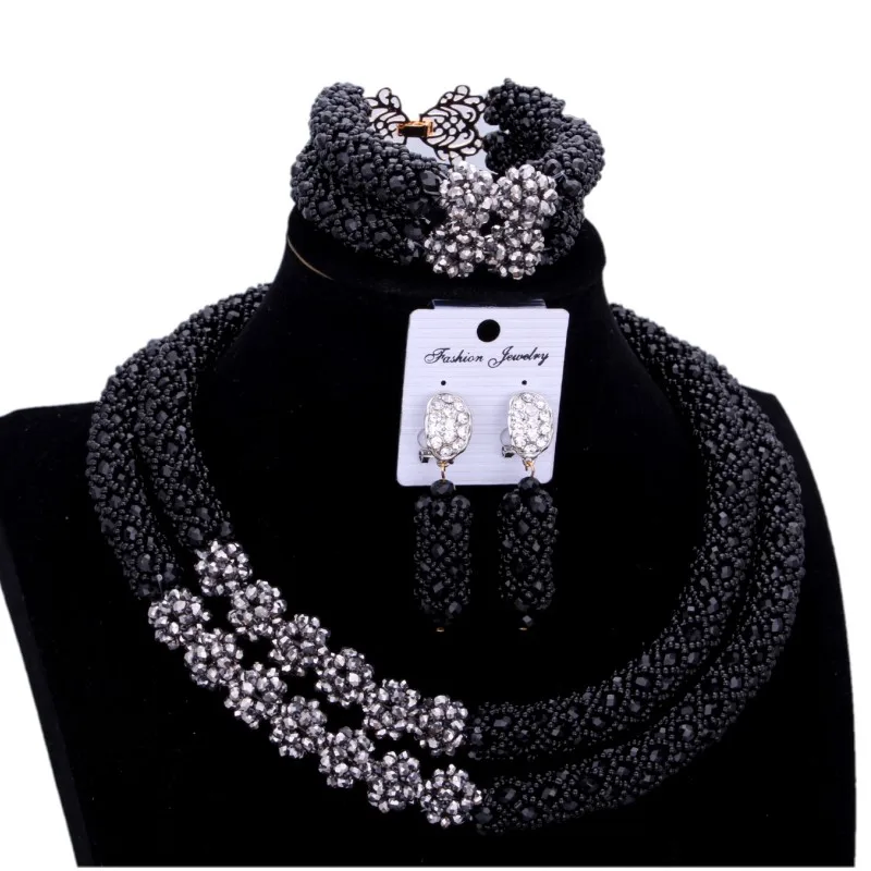 Модные черные Ювелирные наборы для женщин Африканский нигерийский комплект