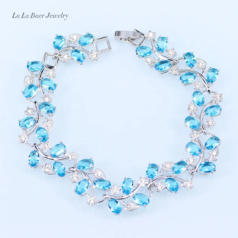 L &amp B свадебные комплекты ювелирных изделий Небесно-Голубой опал белый цирконий
