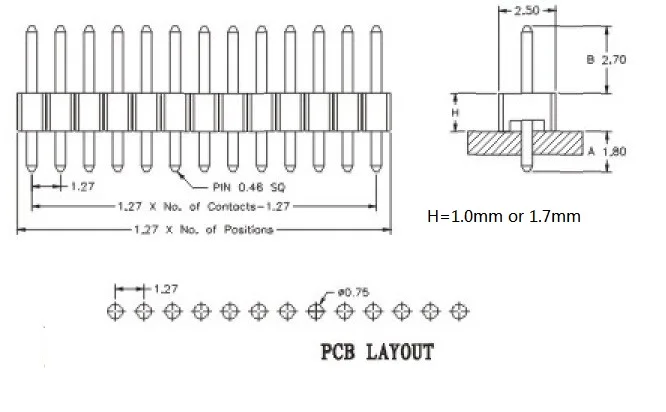 200 шт 0 050 &quot1 27 мм Мужской PCB Заголовок 2 3 4 5 6 7 8 10 12 13 14 15 16 20 30 40 50 Pin сквозные