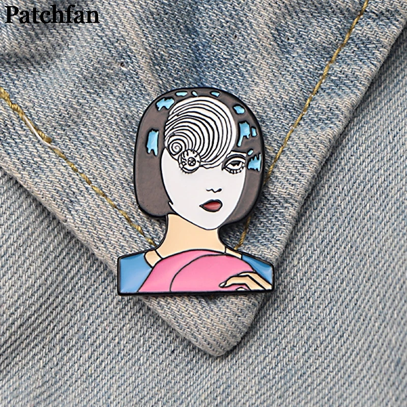 Patchfan японский ужас Junji Ito Uzumaki цинковый галстук булавки броши для рюкзака, одежды для мужчин и женщин Декоративные значки медаль A2064