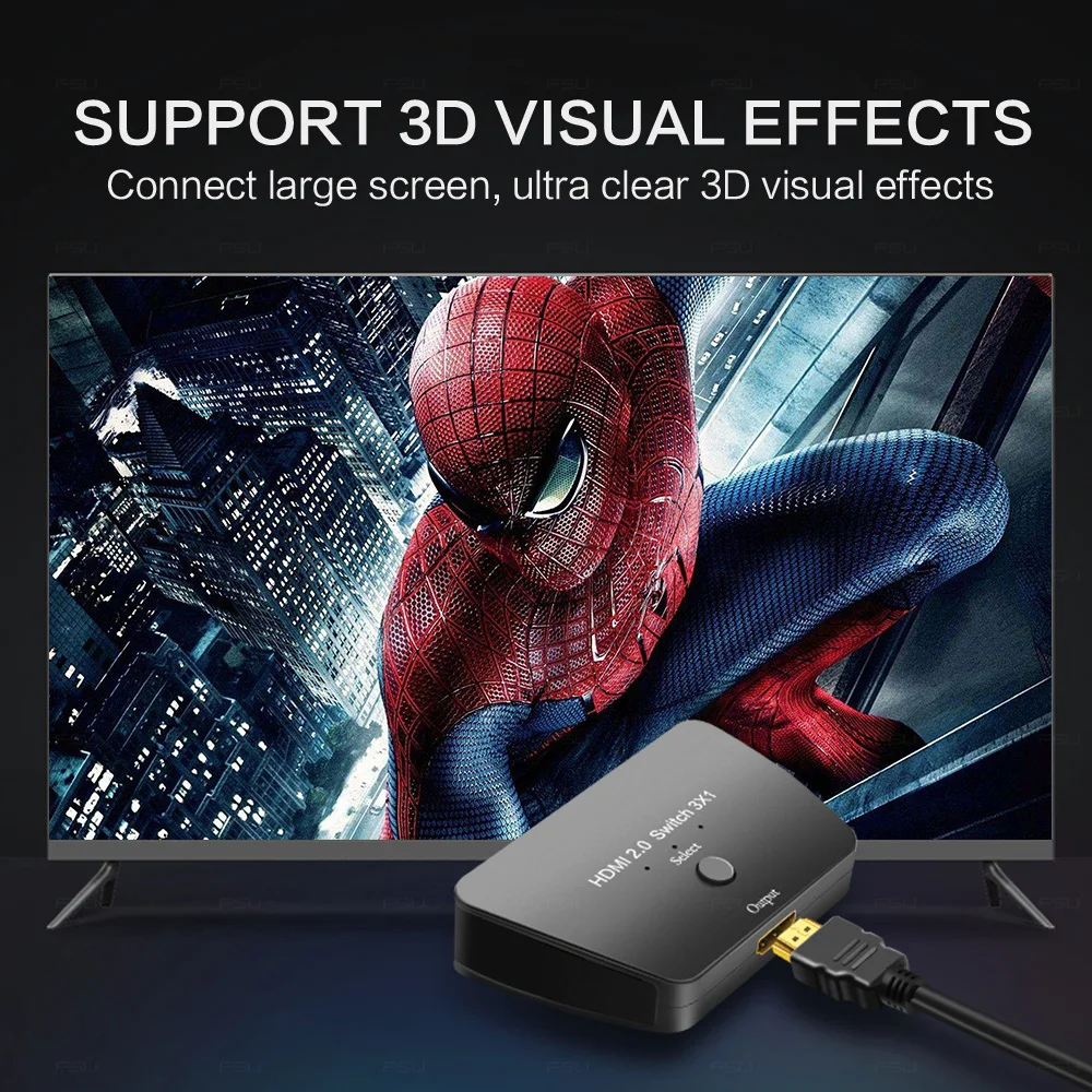 FSU 3 порта HDMI коммутатор 4K x 2 K/60Hz 3 в 1 выход с кабелем питания Sup порт s 1080P& 3D HD аудио для ноутбука ноутбук ПК адаптер