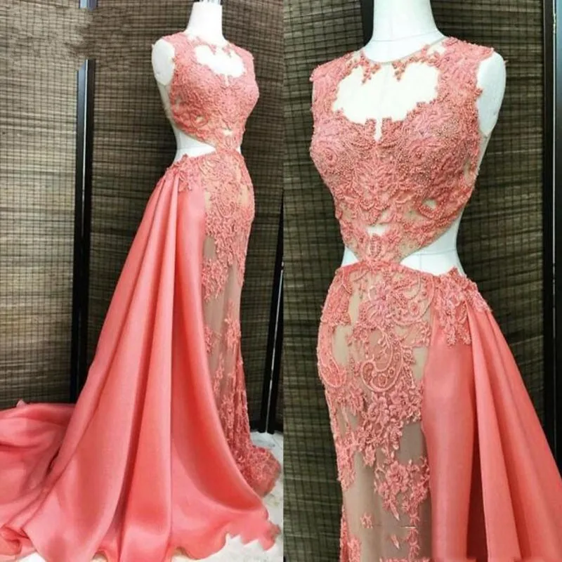 

Delicate Evening Dress Elegant Long Evening Dresses Removable Train Robe de soiree 2018 Abendkleider Evening Gown Appliques