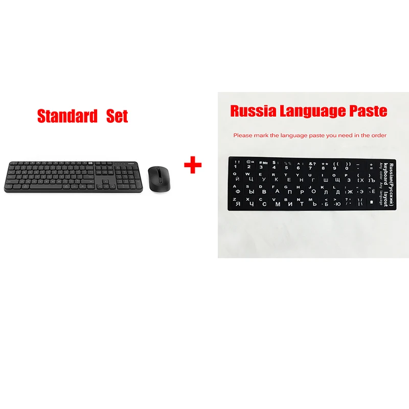 B Add Russian Paste Xiaomi MIIIW беспроводной комплект офисной клавиатуры и мыши 104 клавиш 2,4 ГГц многофункциональная совместимая Беспроводная портативная клавиатура - Цвет: B Add Russian Paste